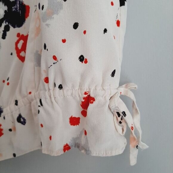 QUICKSILVER 100% Silk Tie Belt Hem Tank Top Ruffle Detail Abstract Sz S - Picture 4 of 10